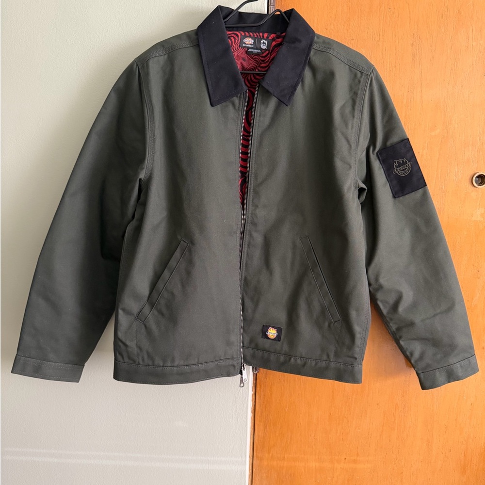 Dickies Olive Jacket with Black Collar